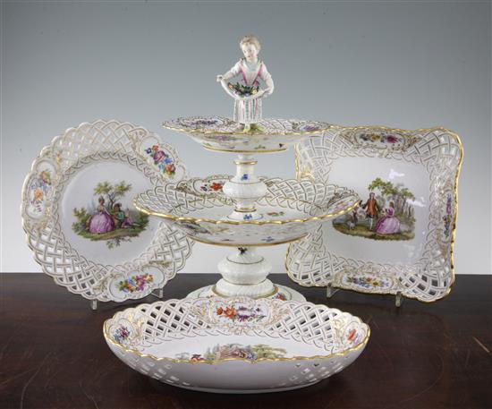 A Dresden porcelain dessert service, 34cm